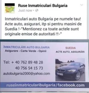 Inmatriculari auto Bulgaria, acte auto Suedia