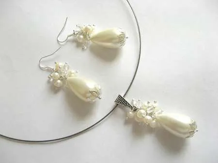 Oferta bijuterii mirese perle, organza, cristale stanca, fimo - Imaginea 7