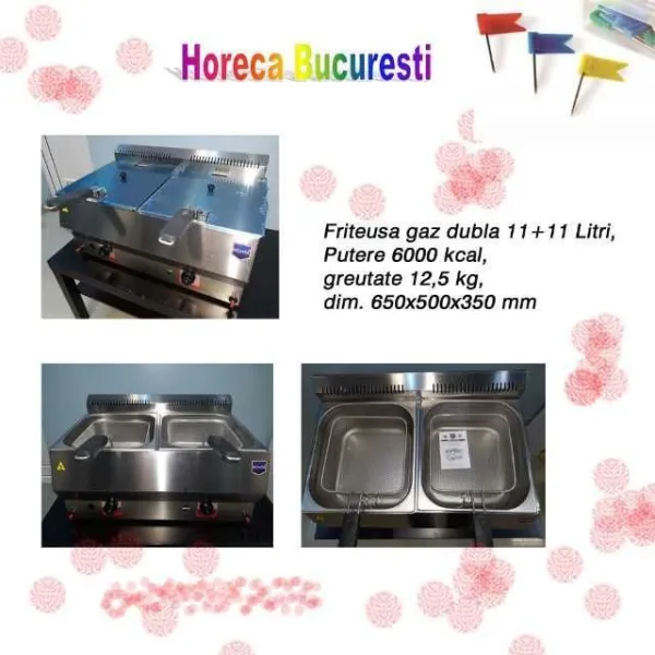 Friteuza gaz 2x11 Litri de banc noua - Imaginea 1