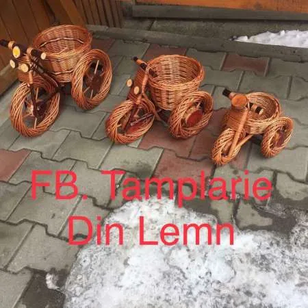 Suport flori Bicicleta si tractor rustice, din rachita - Imaginea 5