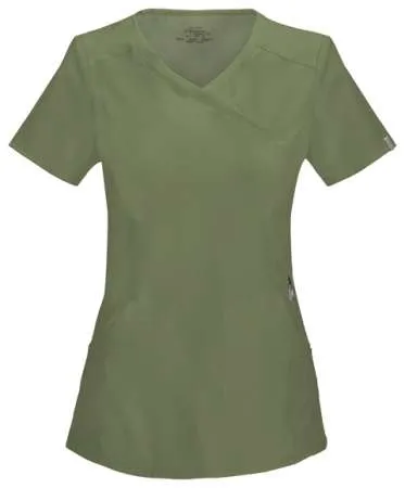 Halat medical antimicrobian Mock Wrap in Olive - Imaginea 1