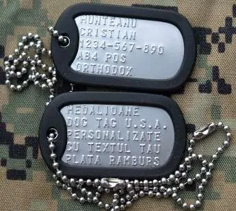 Oferim spre vanzare Placute de identificare armata S. U. A. - DOG TAG, personalizate cu text - Imaginea 1