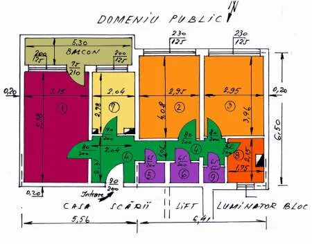 Apartament 3 camere confort 1 decomandat neamenajat - Imaginea 1