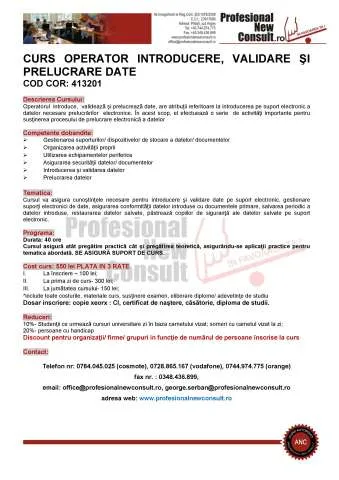Curs Operator Introducere, Validare si Prelucrare Date - Imaginea 1