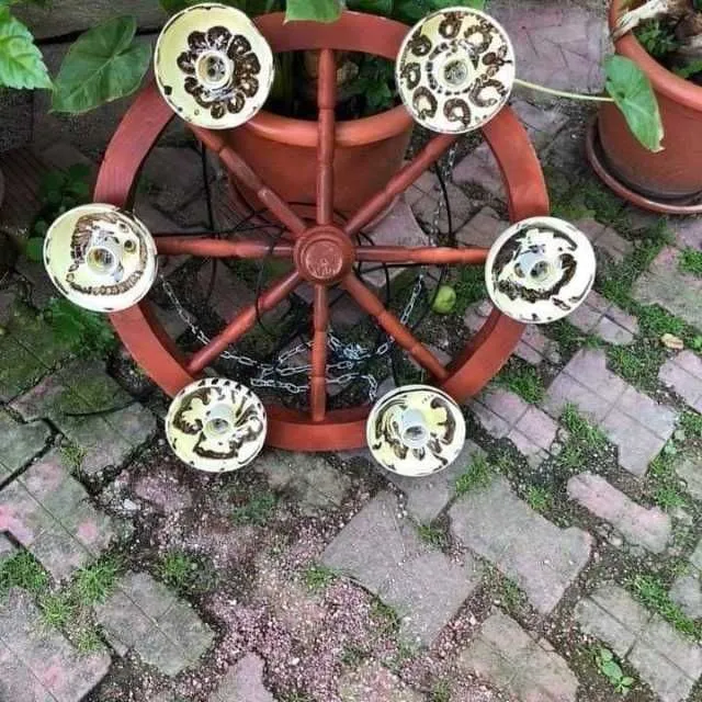 Candelabru rustic din lemn - Imaginea 1