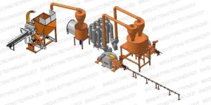 Linie brichetare brichete din rumegus 700 kg/ ora cu diametru 70- 75mm