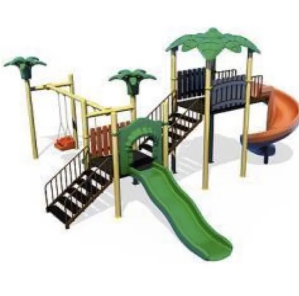 Complex de joaca parc destinat pentru copii / leagan dublu / tobogan spirala / echipamente de joaca pentru copii - Imaginea 3