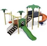 Complex de joaca parc destinat pentru copii / leagan dublu / tobogan spirala / echipamente de joaca pentru copii - Miniatura 3