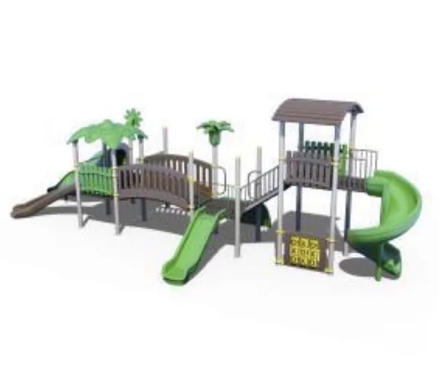 Complex de joaca parc destinat pentru copii / leagan dublu / tobogan spirala / echipamente de joaca pentru copii - Imaginea 5