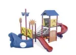 Complex de joaca parc destinat pentru copii / leagan dublu / tobogan spirala / echipamente de joaca pentru copii - Miniatura 8