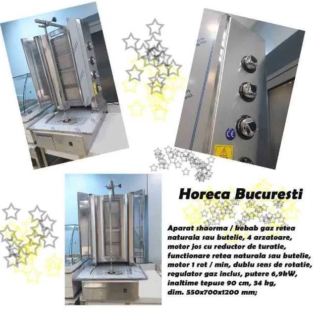 Aparat gaz kebab/ shaorma 4 arzatoare motor jos - Imaginea 1