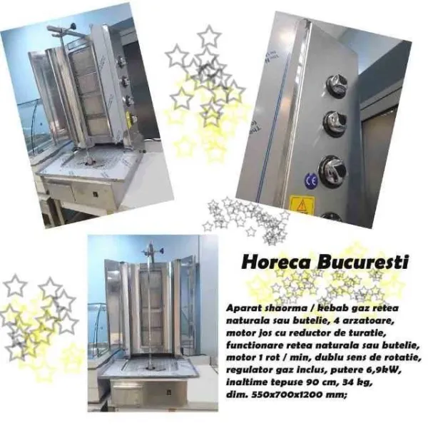 Aparat gaz kebab/ shaorma 4 arzatoare motor jos - Imaginea 1