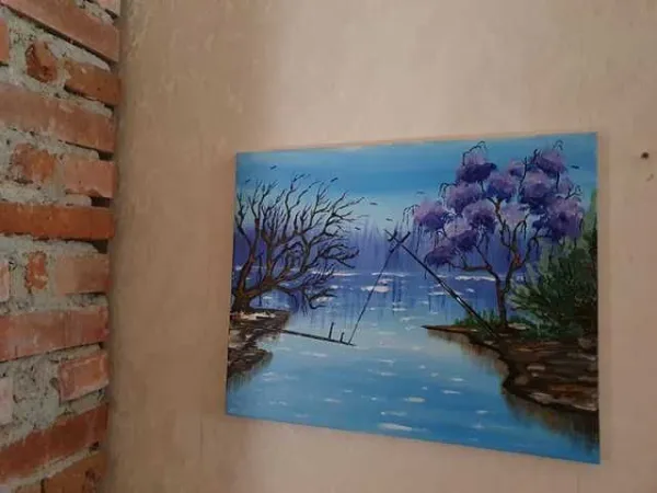 Tablou pe panza in culori acrilice  STALPI CAZUTI - Imaginea 1