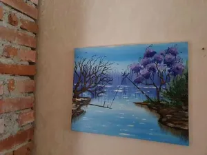 Tablou pe panza in culori acrilice  STALPI CAZUTI