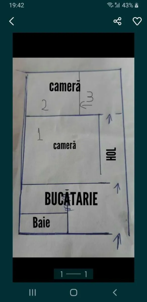 Vand apartament 2 camere( modificat in 3 camere) - Giurgiu - Imaginea 1