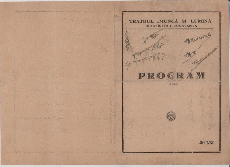 CONSTANTA - vand Program Program Musik- Hall, 100 RON, 1944 1 - Imaginea 1