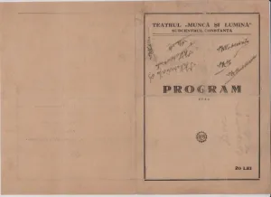 CONSTANTA - vand Program Program Musik- Hall, 100 RON, 1944 1