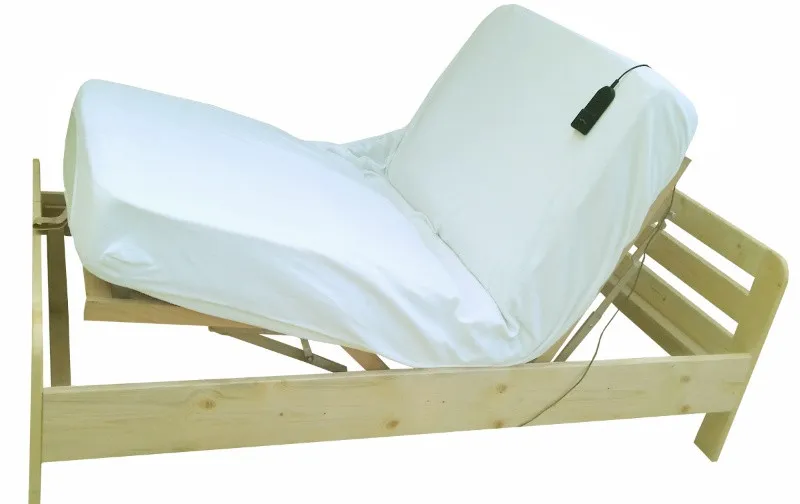 Pat ortopedic medical cu lift, cu actionare electrica din telecomanda, facut din lemn masiv. - Imaginea 1
