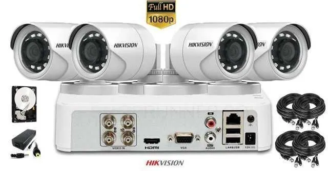 Sistem complet supraveghere video Hikvision 4 camere FullHD, IR 20M - Imaginea 1