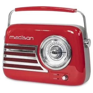 Radio portabil reincarcabil cu Bluetooth, USB, AUX si FM, rosu