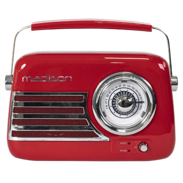 Radio portabil reincarcabil cu Bluetooth, USB, AUX si FM, rosu - Imaginea 2
