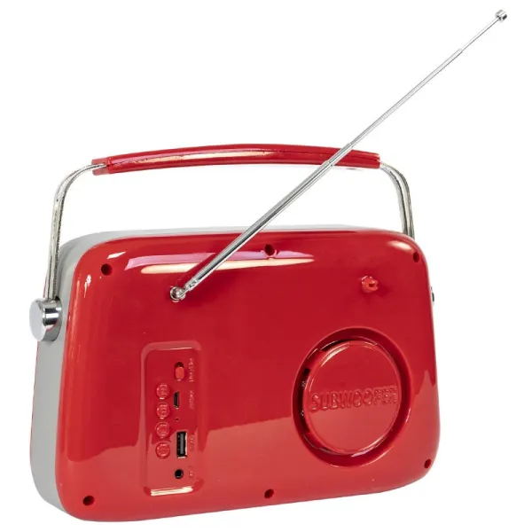 Radio portabil reincarcabil cu Bluetooth, USB, AUX si FM, rosu - Imaginea 3
