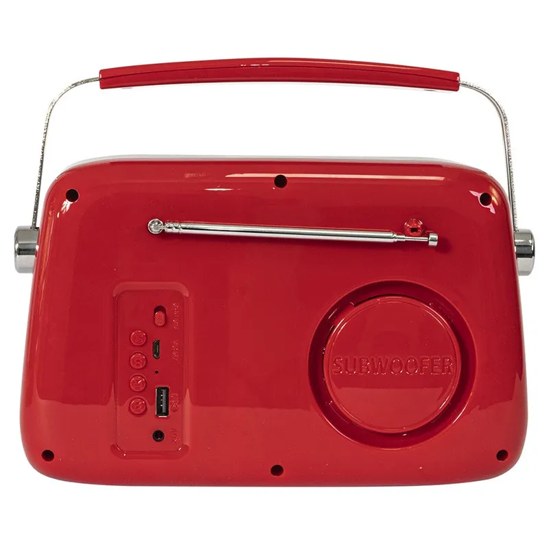 Radio portabil reincarcabil cu Bluetooth, USB, AUX si FM, rosu - Imaginea 4