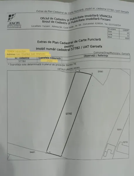 Teren intravilan 2500 mp, sat Ciuslea - Comuna Garoafa, Jud Vrancea - Imaginea 2