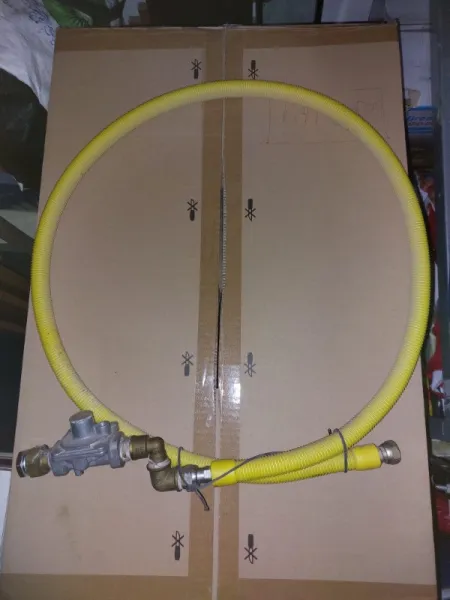 Racord flexibil gaz, otel inox, 1/ 2" G, 2000 mm cu ceas regulator 1/ 2" G - Imaginea 1