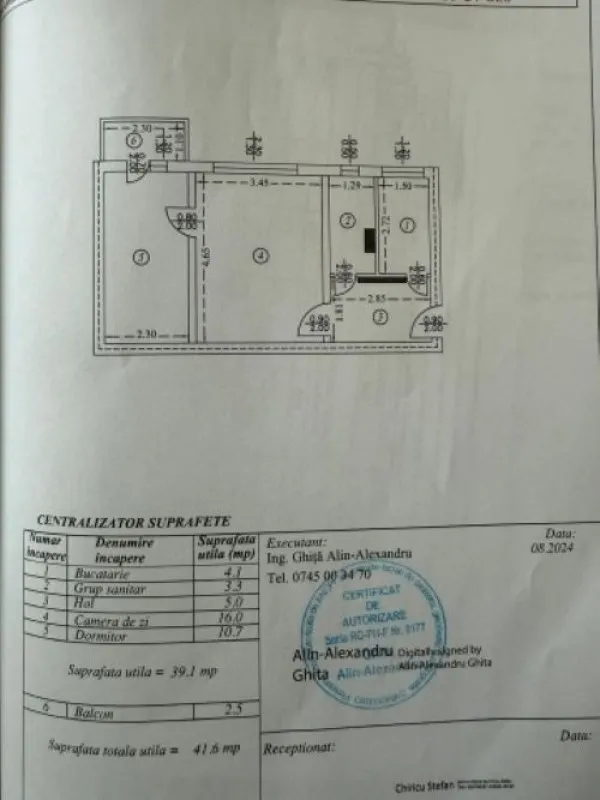 Apartament 2 camere, semidecomandat, 40mp, Ploiesti, Ofelia, 40. 399euro - Imaginea 11