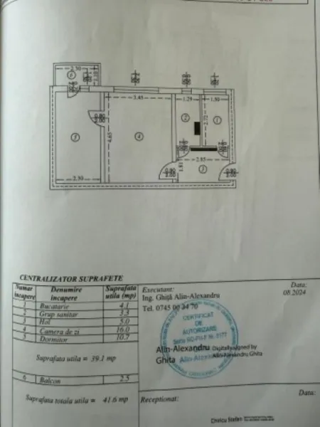 Apartament 2 camere, semidecomandat, 40mp, Ploiesti, Ofelia, 40. 399euro - Imaginea 11