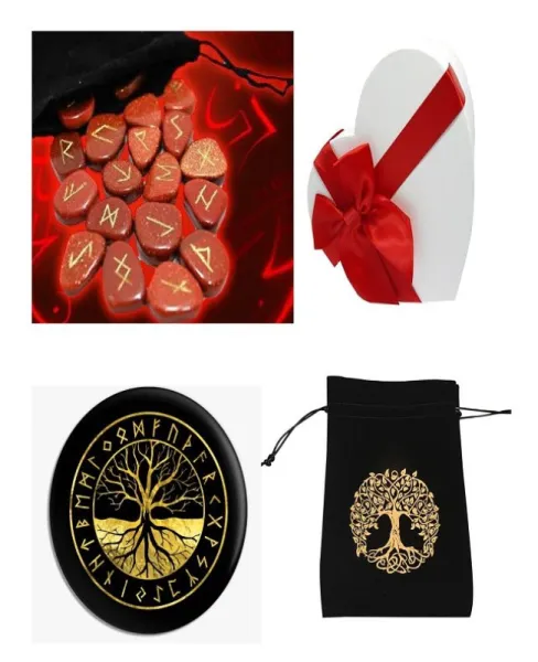 rune set  ametist. cuart roz. carneol. jasp rosu+ placa divinatie cadou - Imaginea 1