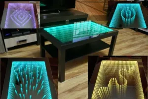 Masa 3D personalizata, masa infinity, masa sticla LED