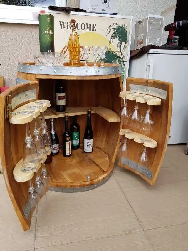 Raft mini bar rustic, raft lemn pentru vin - Imaginea 2