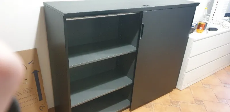 GALANT Corp cu usi glisante, furnir frasin vopsit negru, IKEA,  160x120 cm x 1 bucata - Imaginea 5