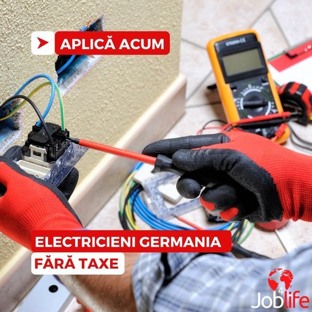 ELECTRICIENI GERMANIA de la 2400 eur BRUT + compensatie neta lunara de 1280 euro