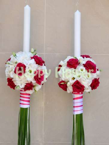 Lumanari de cununie hortensii si trandafiri