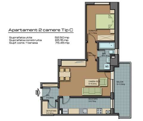 apartament 2 camere tip c barcelona residence 1