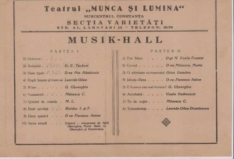 constanta - vand program program musik- hall, 100 ron, 1 2