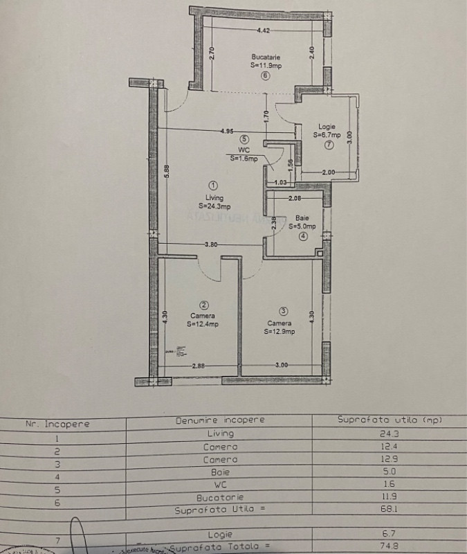 apartament 3 camere zona vivo 1