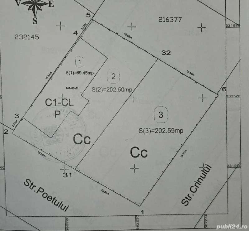 teren constructii intravilan de 203 mp, in sos. chitila 4