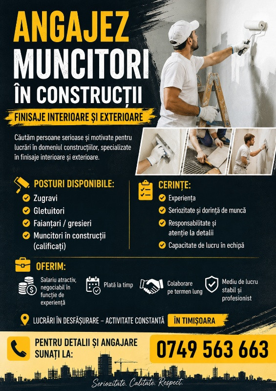 Angajam Finisori Interior / Exterior