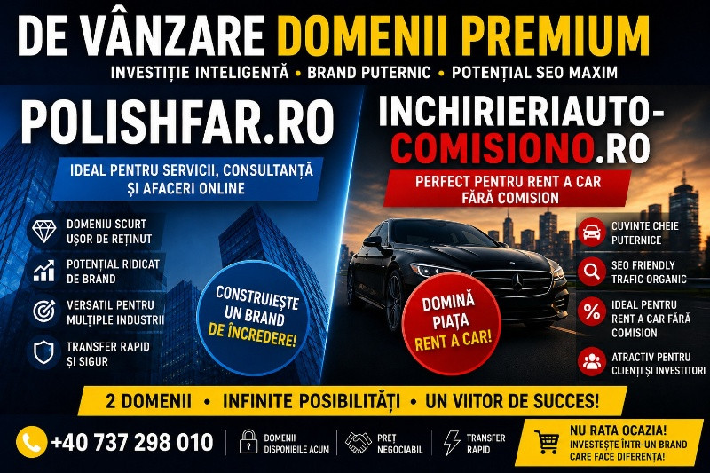 De vanzare domenii premium - polishfar. ro si inchirieriauto- comision0. ro