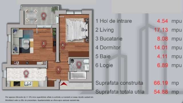 apartament cu 2 camere de vanzare, pe str. sperantei . 5