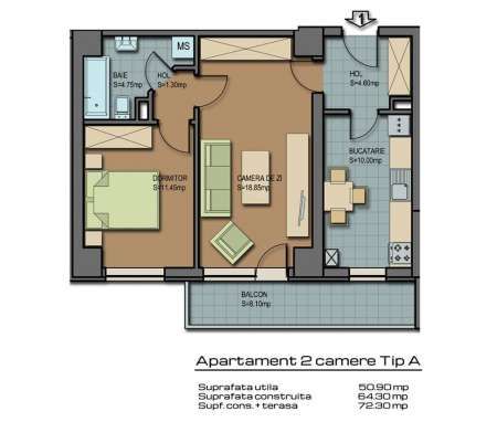 apartament 2 camere tip a barcelona residence brasov 1