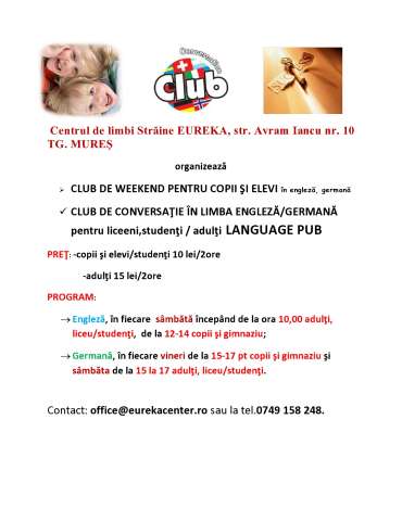 CLUB DE CONVERSAÅ¢IE de WEEKEND Ã®n ENGLEZÄ‚ ÅŸi GERMANÄ‚