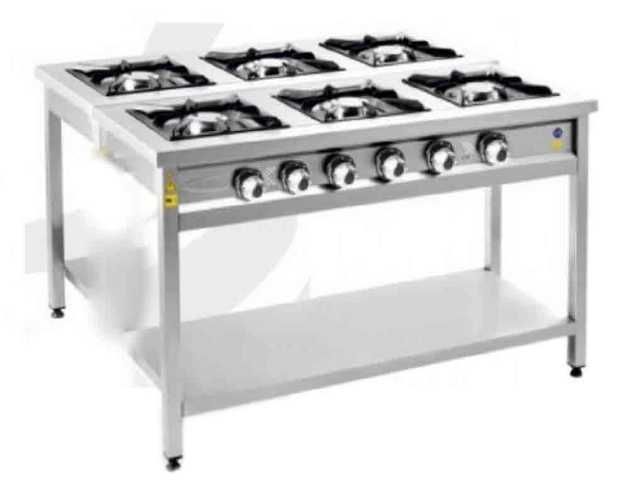 Aragaz inox gaz 6 focuri pe suport