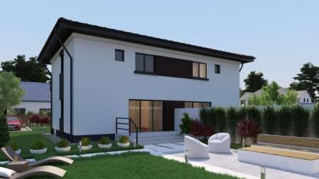 vila in duplex, 3 dormitoare, 2 bai, living, buc, terasa, 2