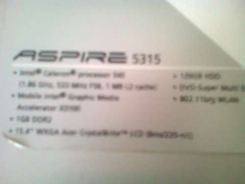 vind leptop aspire 3